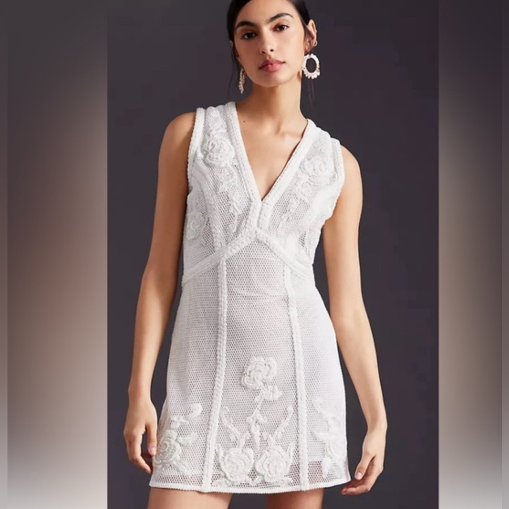 Anthropologie Cream Mini Dress